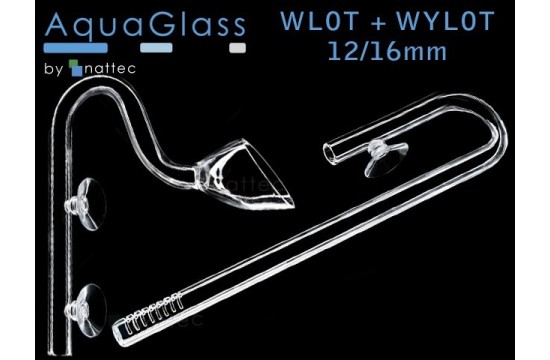 Aqua Glass Entrada + salida de Vidrio (Calyx) en el tubo de 12/16mm. Set﻿