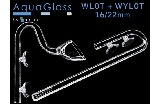 Aqua Glass Entrada + salida de Vidrio (Calyx) en el tubo de 16/22mm. Set﻿﻿